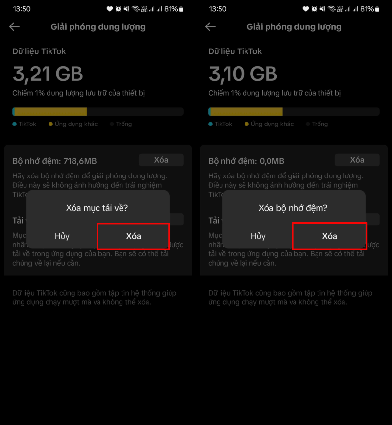 Khi kết quả hiển thị, bạn chỉ cần nhấn vào Xóa.