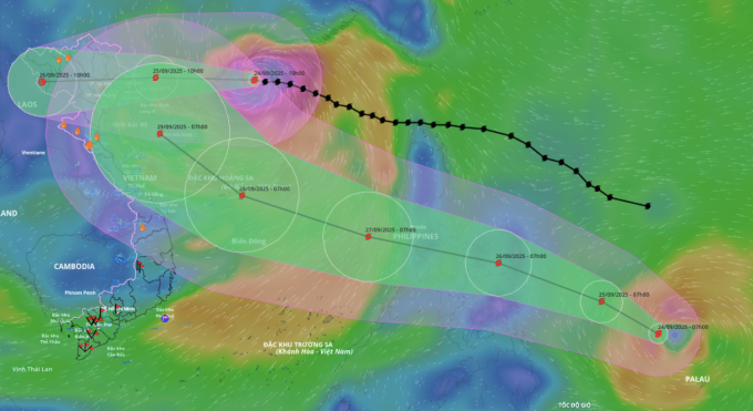 Hình ảnh hai cơn bão Ragasa (ở trên) và Bualoi có thể ảnh hưởng đến Việt Nam. Ảnh: Hệ thống giám sát thiên tai