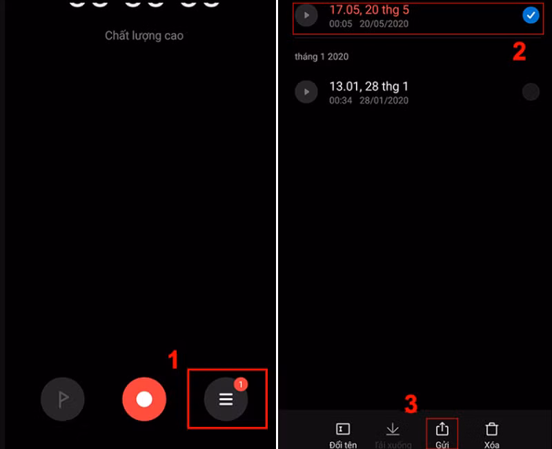 Tạo hoặc chọn bản ghi âm.