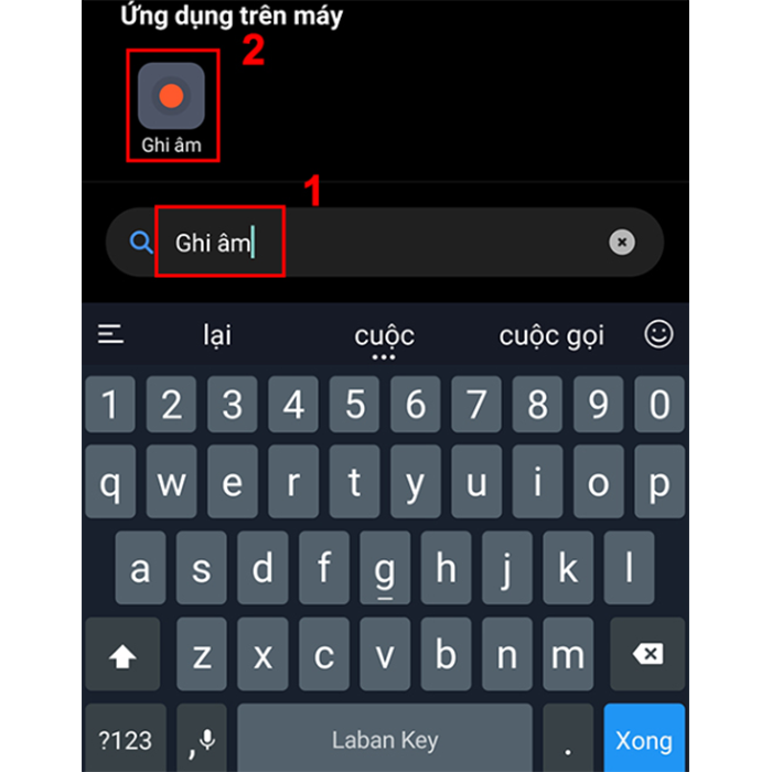 Mở ứng dụng Ghi âm. Mở ứng dụng Ghi âm.