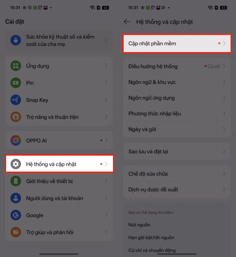 Trên điện thoại OPPO, truy cập vào Cài đặt.