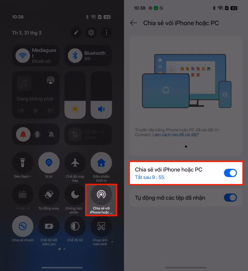Vuốt thanh trạng thái từ trên xuống.