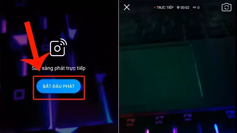 Kiểm tra khung hình và phát trực tiếp.