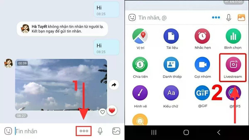 Bắt đầu tính năng livestream. Bắt đầu tính năng livestream.