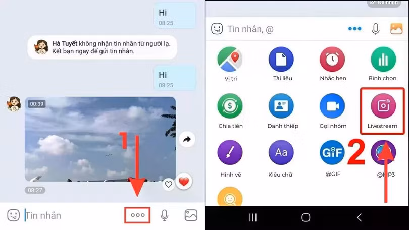 Bắt đầu tính năng livestream.