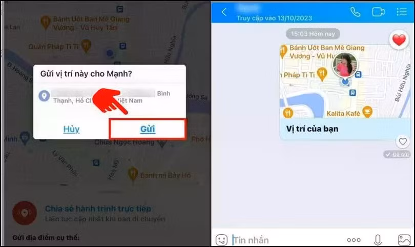 Xác nhận gửi định vị.