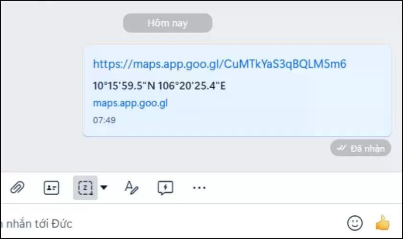 Quay lại cuộc trò chuyện Zalo trên máy tính.