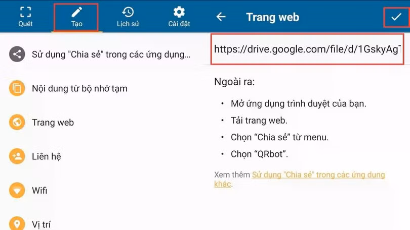 Mở ứng dụng QRbot.