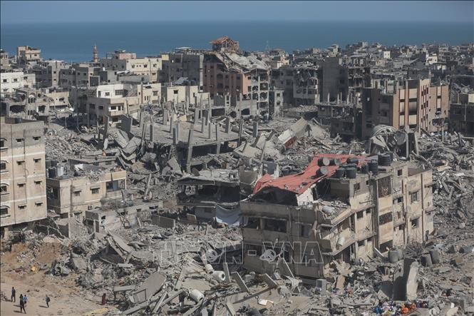 Cảnh đổ nát sau các cuộc không kích của Israel xuống Dải Gaza. Ảnh: THX/TTXVN Cảnh đổ nát sau các cuộc không kích của Israel xuống Dải Gaza. Ảnh: THX/TTXVN