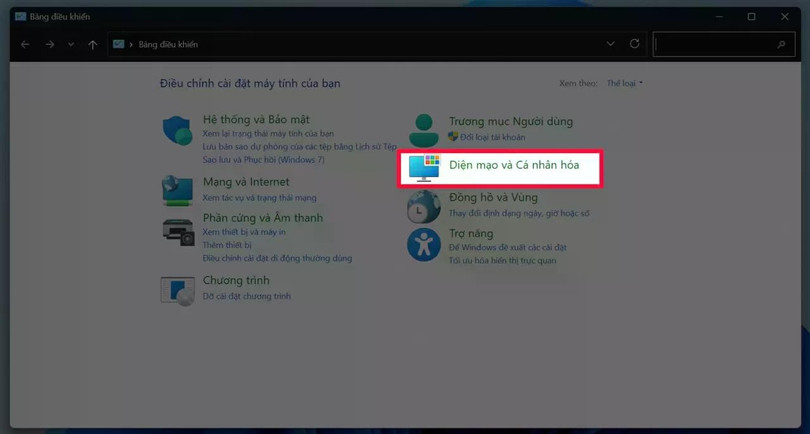 Chọn Giao diện và Cá nhân hóa, sau đó vào Phông chữ.