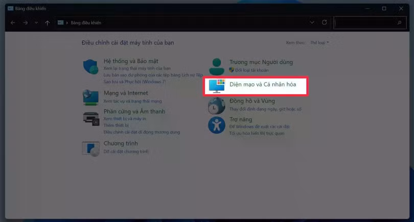 Chọn Giao diện và Cá nhân hóa, sau đó vào Phông chữ.