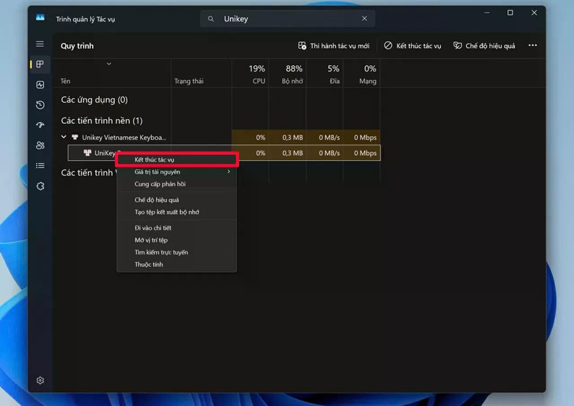 Quay lại Trình quản lý tác vụ.