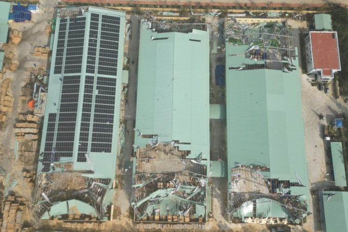 Nhà máy tan hoang sau bão ở Gia Lai năm 2025. Ảnh: Đức Hóa