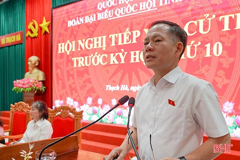 Phó Trưởng đoàn phụ trách Đoàn ĐBQH tỉnh Trần Đình Gia tiếp thu và giải trình các kiến nghị của cử tri. bqbht_br_mha.jpg