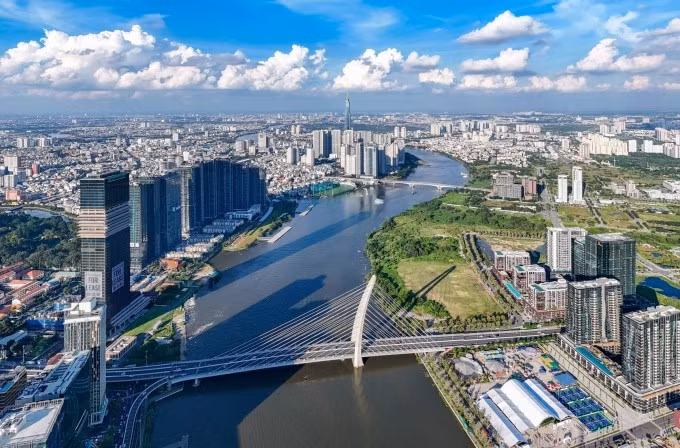 Bất động sản khu đô thị Thủ Thiêm, khu vực ven sông Sài Gòn. Ảnh: Quỳnh Trần