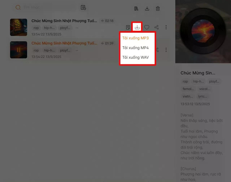 Nghe thử từng bản, chọn bản yêu thích.