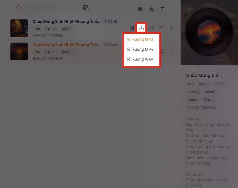 Nghe thử từng bản, chọn bản yêu thích.