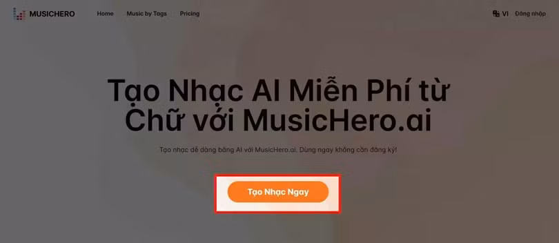 Nhấn vào nút “Tạo nhạc ngay”.
