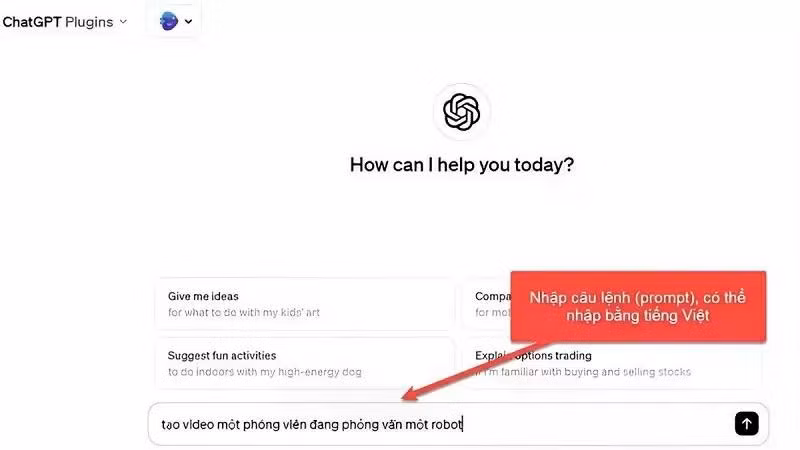 Nhập lệnh mô tả nội dung