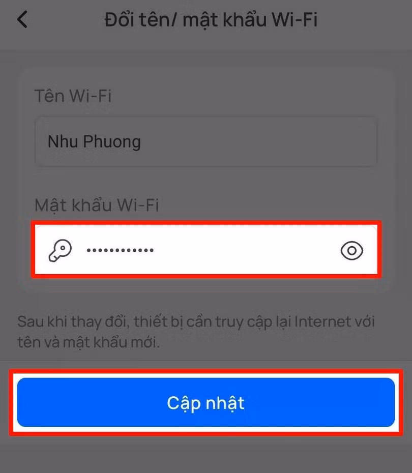 Nhập mật khẩu mới mà bạn muốn sử dụng.