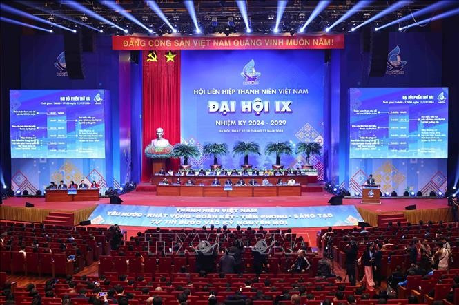 Quang cảnh phiên khai mạc Đại hội IX Hội Liên hiệp Thanh niên Việt Nam. Ảnh: Minh Đức/TTXVN Quang cảnh phiên khai mạc Đại hội IX Hội Liên hiệp Thanh niên Việt Nam. Ảnh: Minh Đức/TTXVN