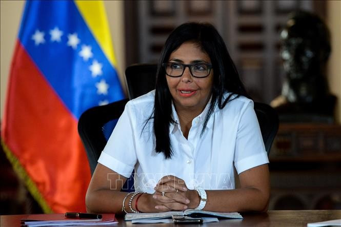 Phó Tổng thống Venezuela Delcy Rodriguez tại một cuộc họp nội các ở Caracas. Ảnh tư liệu: AFP/TTXVN