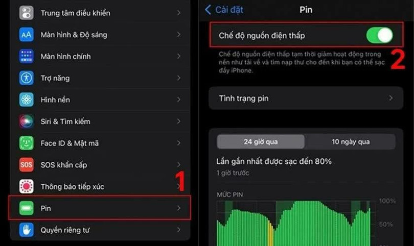 Bật chế độ tiết kiệm pin cho iPhone iOS 17.