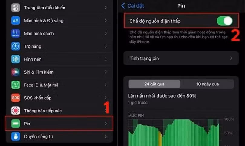 Bật chế độ tiết kiệm pin cho iPhone iOS 17.