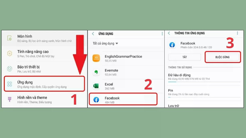 Nhấn vào Buộc dừng để ngăn ứng dụng chạy nền.