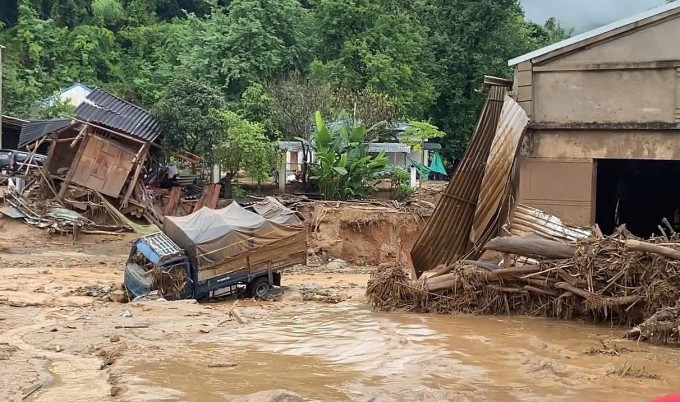 Lũ quét ở xã Chiềng Sơ, tỉnh Sơn La đêm 26/7. Ảnh: Sơn La