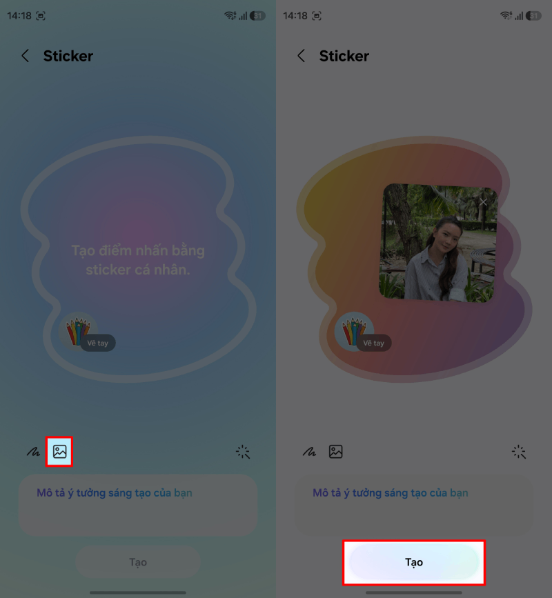 Nhấn vào biểu tượng Hình ảnh để mở thư viện.