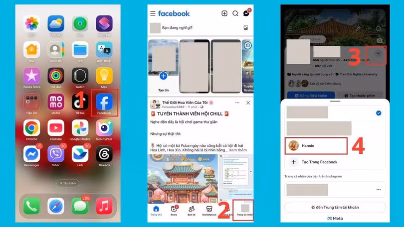 Mở ứng dụng Facebook, nhấn vào ảnh đại diện.