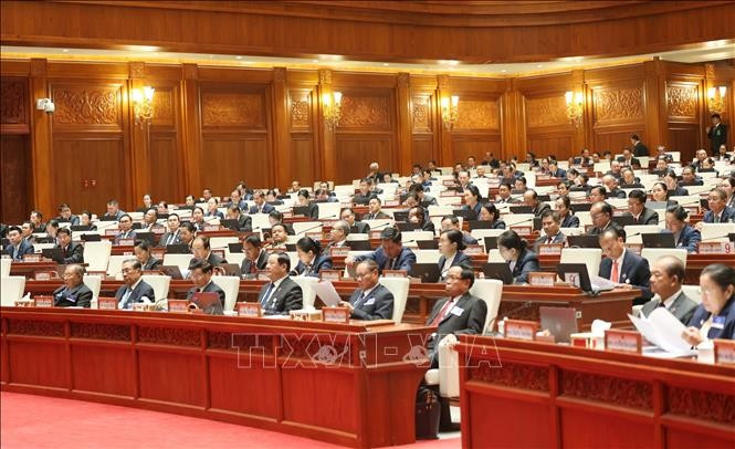 Quang cảnh Kỳ họp thứ nhất Quốc hội khóa X của Lào. Ảnh: Xuân Tú/PV TTXVN tại Lào