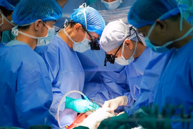 GS.TS.BS Nguyễn Hoàng Định – Phó Giám đốc BV ĐHYD cùng ê kíp thực hiện ghép tim cho bệnh nhi