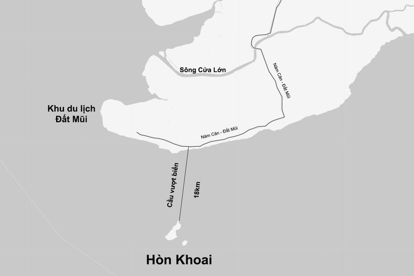Hướng tuyến cầu vượt biển Hòn Khoai.