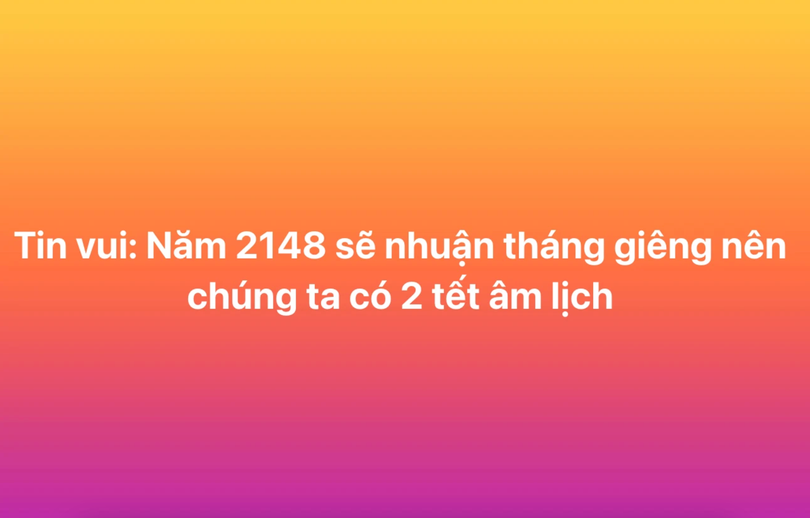 Dân mạng xôn xao năm 2148 Việt Nam đón Tết Nguyên đán 2 lần?