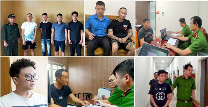Các nghi can bị bắt giữ. Ảnh: Lam Sơn Các nghi can bị bắt giữ. Ảnh: Lam Sơn
