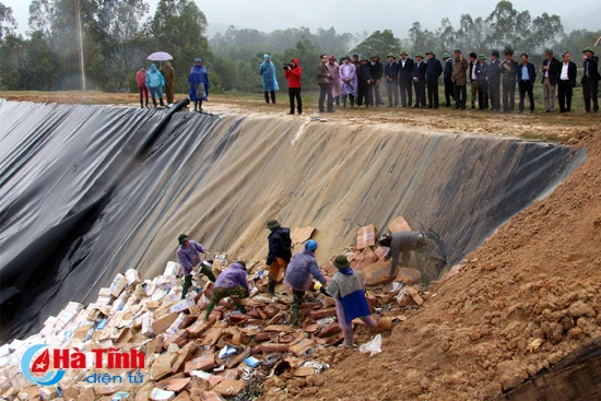 ha tinh tieu huy gan 300 tan ca khong dam bao an toan dung quy trinh ky thuat