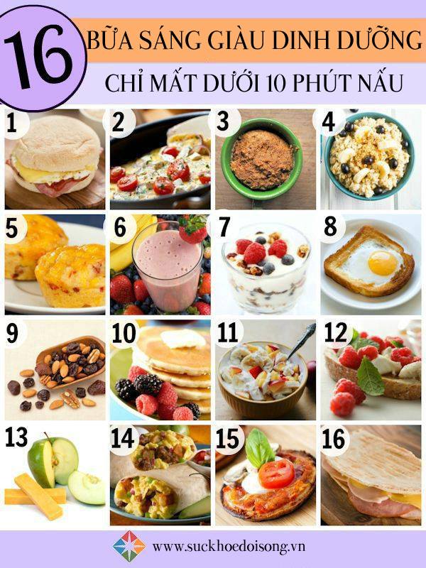 infographic 16 bua sang giau dinh duong duoi 10 phut thuc hien