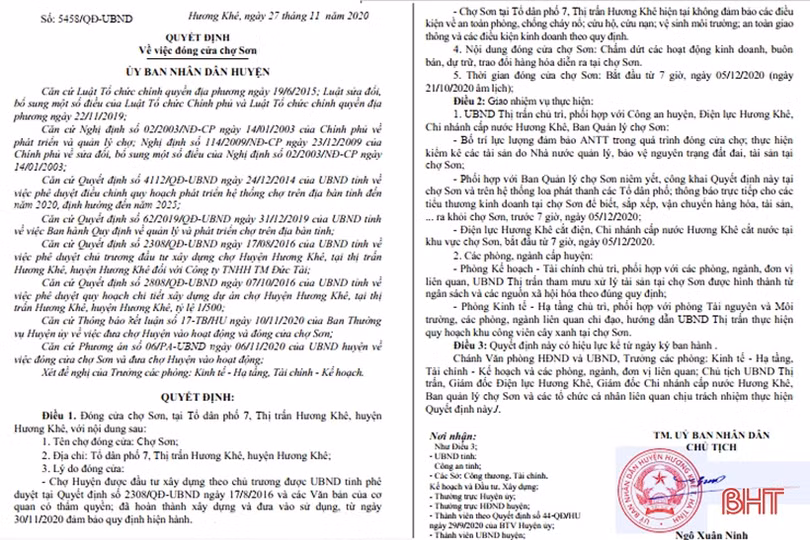 Đóng cửa chợ Sơn - Hương Khê sau gần 30 năm hoạt động