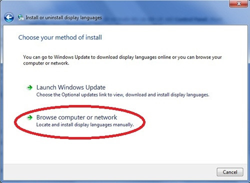 Đổi giao diện tiếng Việt cho Windows: Bấm “Browse computer or network” để tìm gói ngôn ngữ trong máy bạn. Đổi giao diện tiếng Việt cho Windows: Bấm “Browse computer or network” để tìm gói ngôn ngữ trong máy bạn.