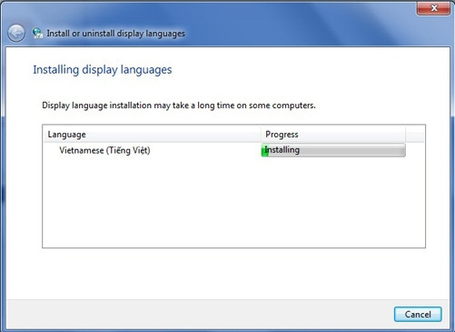 Đổi giao diện tiếng Việt cho Windows: Đợi Windows cài đặt gói ngôn ngữ tiếng Việt cho bạn. Đổi giao diện tiếng Việt cho Windows: Đợi Windows cài đặt gói ngôn ngữ tiếng Việt cho bạn.