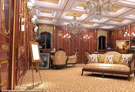 Con tàu sẽ bắt đầu chào đón du khách kể từ tháng 10/2017. Đây là hình ảnh minh họa cho chiếc cầu thang kinh điển trên tàu Titanic. Tất cả những nội thất và ngoại thất được sử dụng trên tàu sẽ hoàn toàn giống hệt như tàu Titanic phiên bản gốc. Trải nghiệm của du khách sẽ càng thêm đầy đủ khi họ được trải qua khoảnh khắc con tàu đâm vào tảng băng trôi. Những rung lắc sẽ được tạo nên thông qua sự mô phỏng của những thiết bị công nghệ, đi kèm với đó là những hiệu ứng âm thanh, ánh sáng.