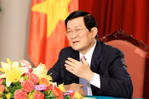 Ngày 20/6/2014, tại Hà Nội, Chủ tịch nước Trương Tấn Sang trả lời phỏng vấn của Thông tấn xã Việt Nam về việc Trung Quốc hạ đặt trái phép giàn khoan Hải Dương 981 vào vùng đặc quyền kinh tế và thềm lục địa của Việt Nam. Ảnh: Nguyễn Khang – TTXVN