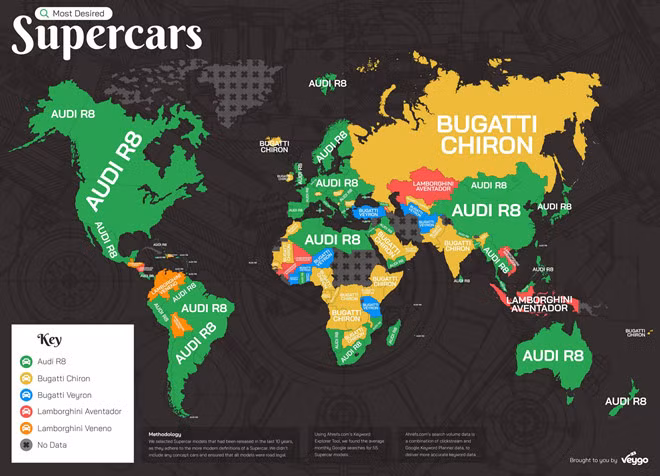 Đây là những siêu xe được tìm kiếm nhiều nhất trên Google