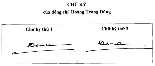 Ban Thường vụ Tỉnh ủy Hà Tĩnh giới thiệu chức danh, chữ ký đồng chí Hoàng Trung Dũng