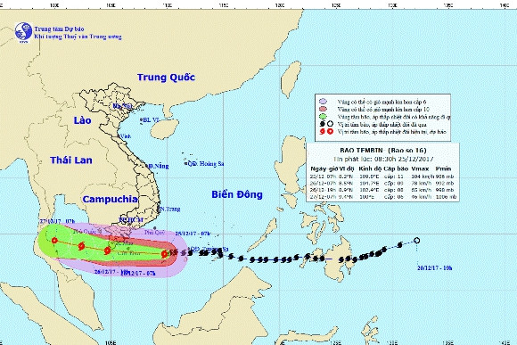 Dự báo bão số 16 đổ bộ vào các tỉnh Nam Bộ trong đêm 25/12 ảnh 2 du bao bao so 16 do bo vao cac tinh nam bo trong dem 25 12