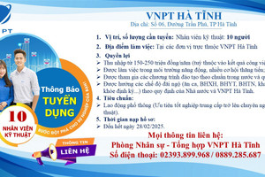 Viễn thông Hà Tĩnh tuyển dụng nhân sự