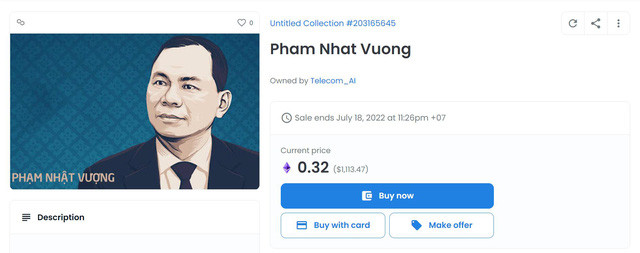 NFT hình tỷ phú Phạm Nhật Vượng giá bao nhiêu? - Ảnh 1. NFT hình tỷ phú Phạm Nhật Vượng giá bao nhiêu?