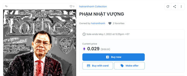 NFT hình tỷ phú Phạm Nhật Vượng giá bao nhiêu? - Ảnh 2. NFT hình tỷ phú Phạm Nhật Vượng giá bao nhiêu?